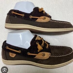 Sperry Brown Suede & Tan Leather Boat Shoes